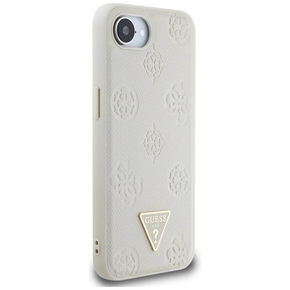 Capa MagSafe para Apple iPhone 17e / 16e, Guess, Peony Grained Hot Stamp Triangle, Bege