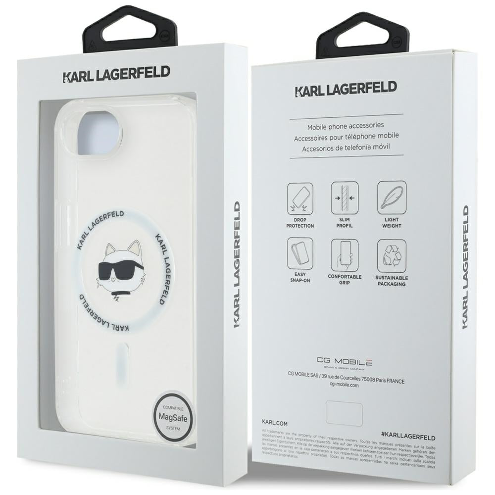 Capa MagSafe para Apple iPhone 17e / 16e, Karl Lagerfeld, IML Choupette's Head, Branca.
