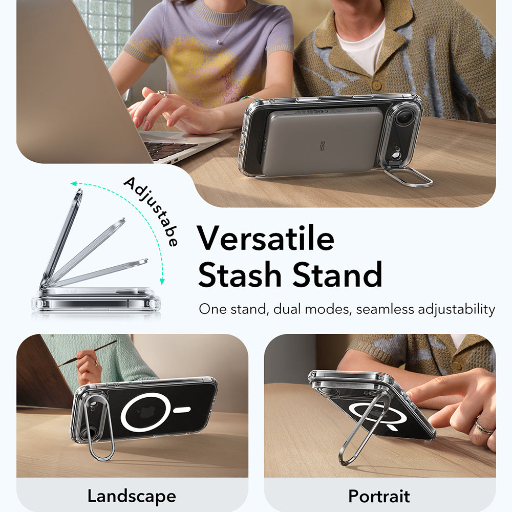Capa MagSafe para Apple iPhone 17 Air, ESR, Classic Hybrid Kickstand, Transparente