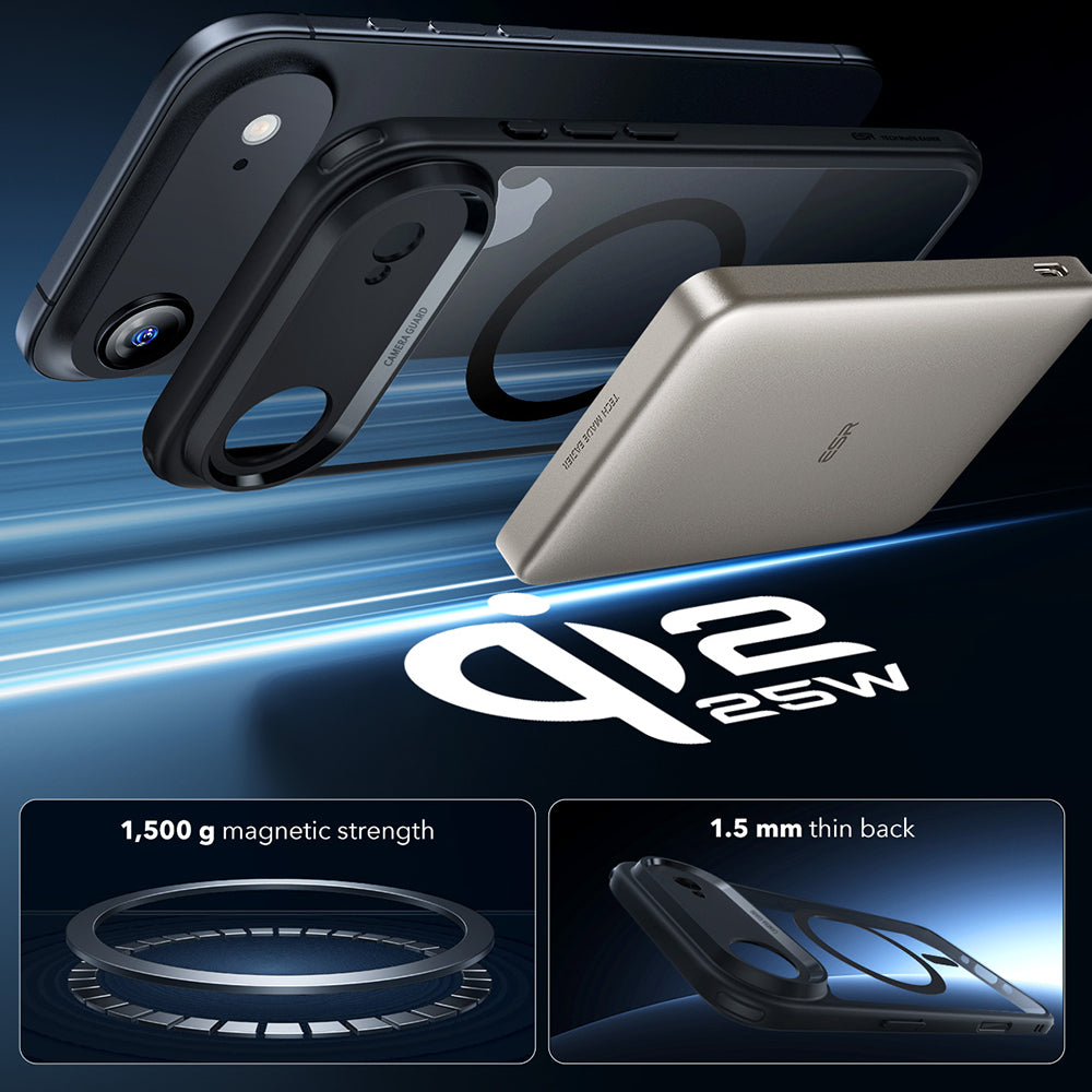 Capa MagSafe para Apple iPhone 17 Air, ESR, Classic Hybrid, Preta Transparente