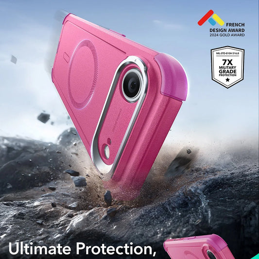 Capa MagSafe para Apple iPhone 17 Air, ESR, Cyber Armor Kickstand, Rosa