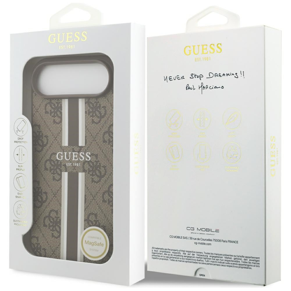 Capa MagSafe para Apple iPhone 17 Air, Guess, 4G Printed Stripes, Marrom