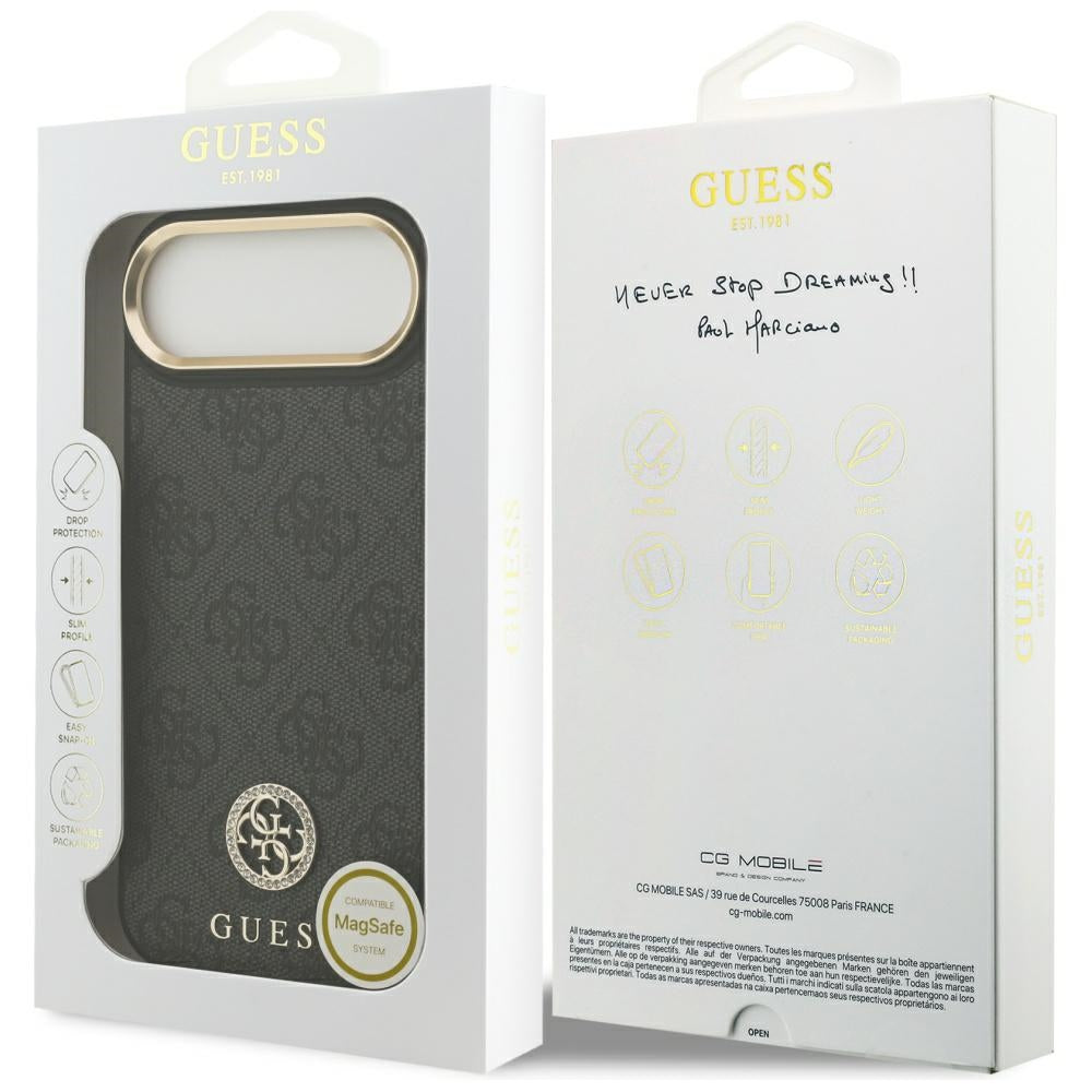 Capa MagSafe para Apple iPhone 17 Air, Guess, 4G Strass Logo, Preta