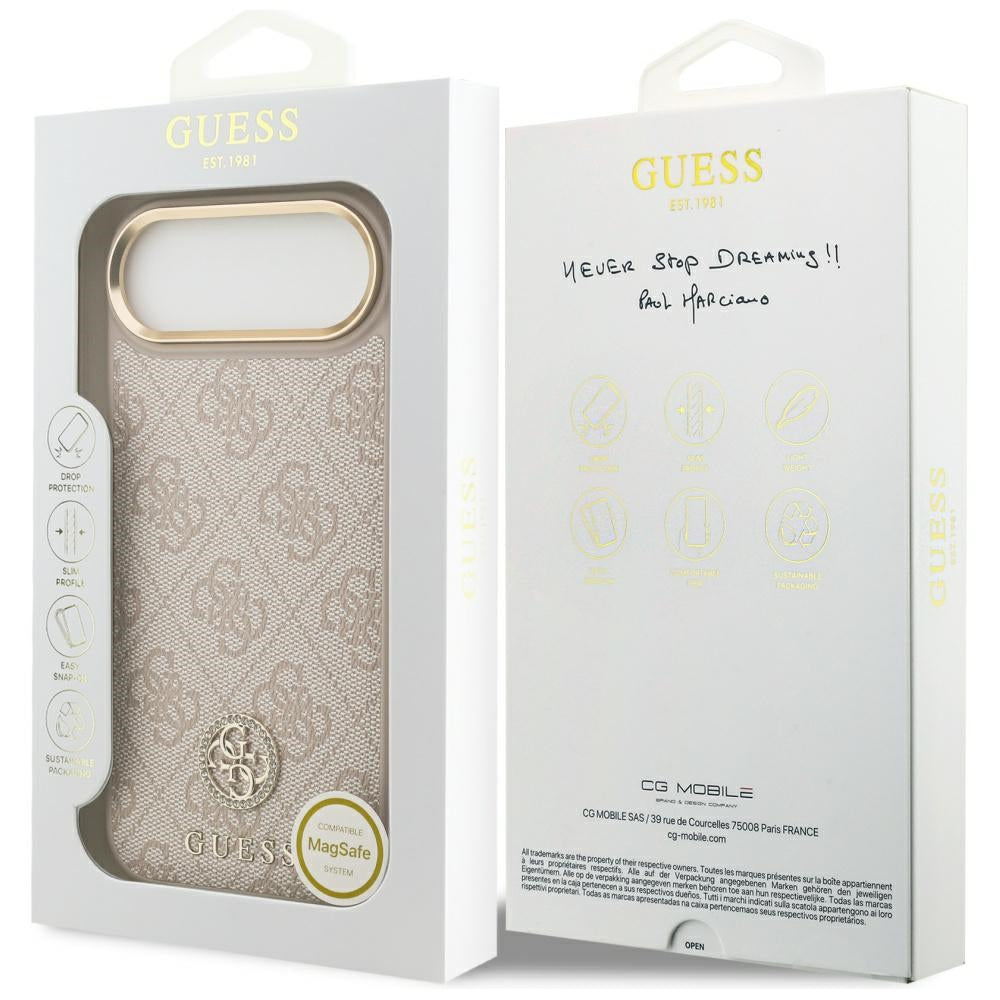 Capa MagSafe para Apple iPhone 17 Air, Guess, 4G Strass Logo, Rosa