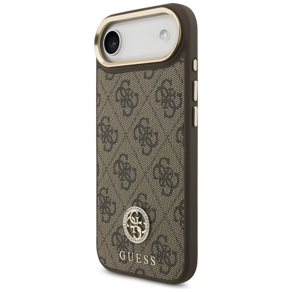 Capa MagSafe para Apple iPhone 17 Air, Guess, 4G Strass Logo com Alça Grande, Marrom