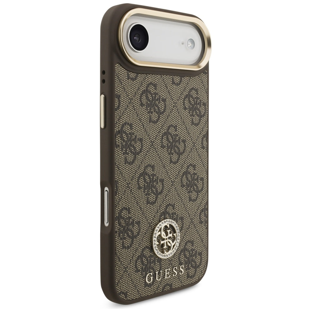 Capa MagSafe para Apple iPhone 17 Air, Guess, 4G Strass Logo com Alça Grande, Marrom