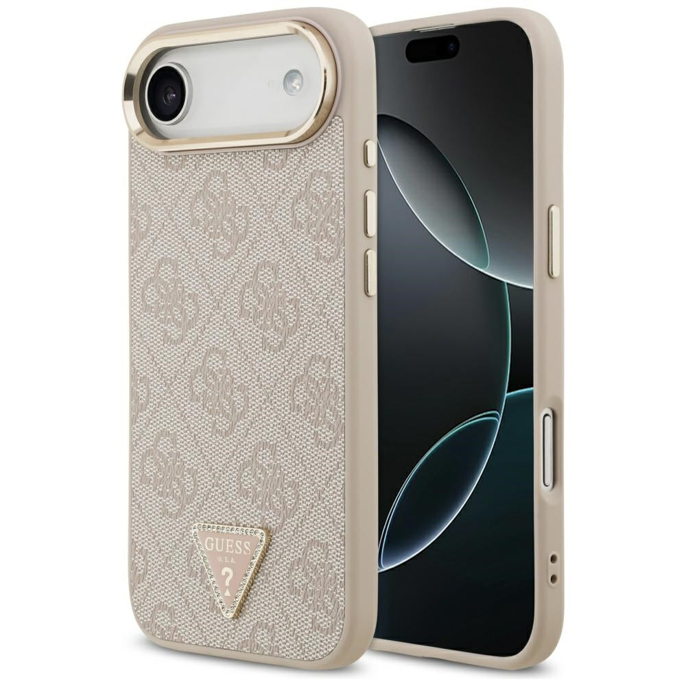Capa MagSafe para Apple iPhone 17 Air, Guess, Logo Triângulo 4G, Rosa Dourado