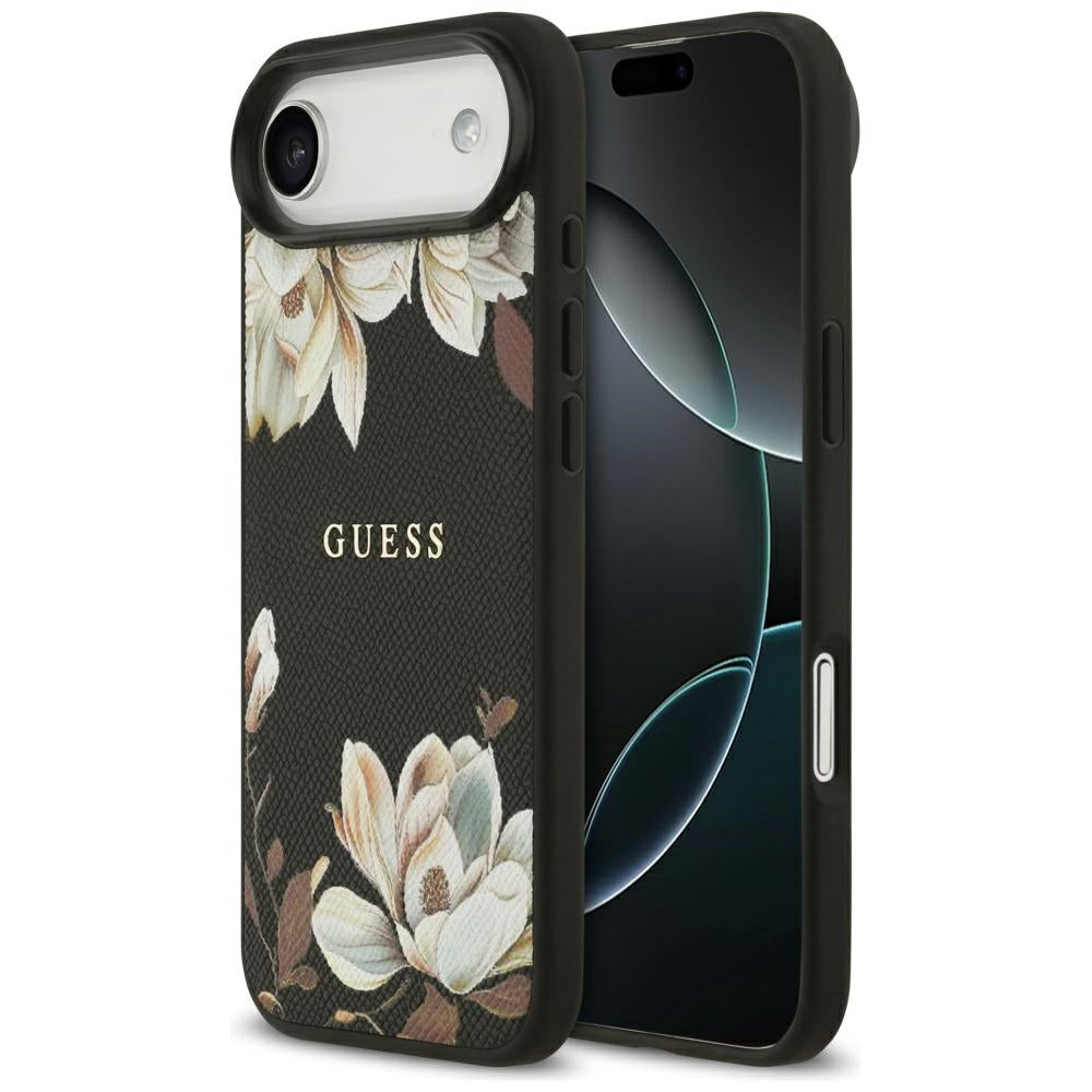 Capa MagSafe para Apple iPhone 17 Air, Guess, Grained Flowers, Preta