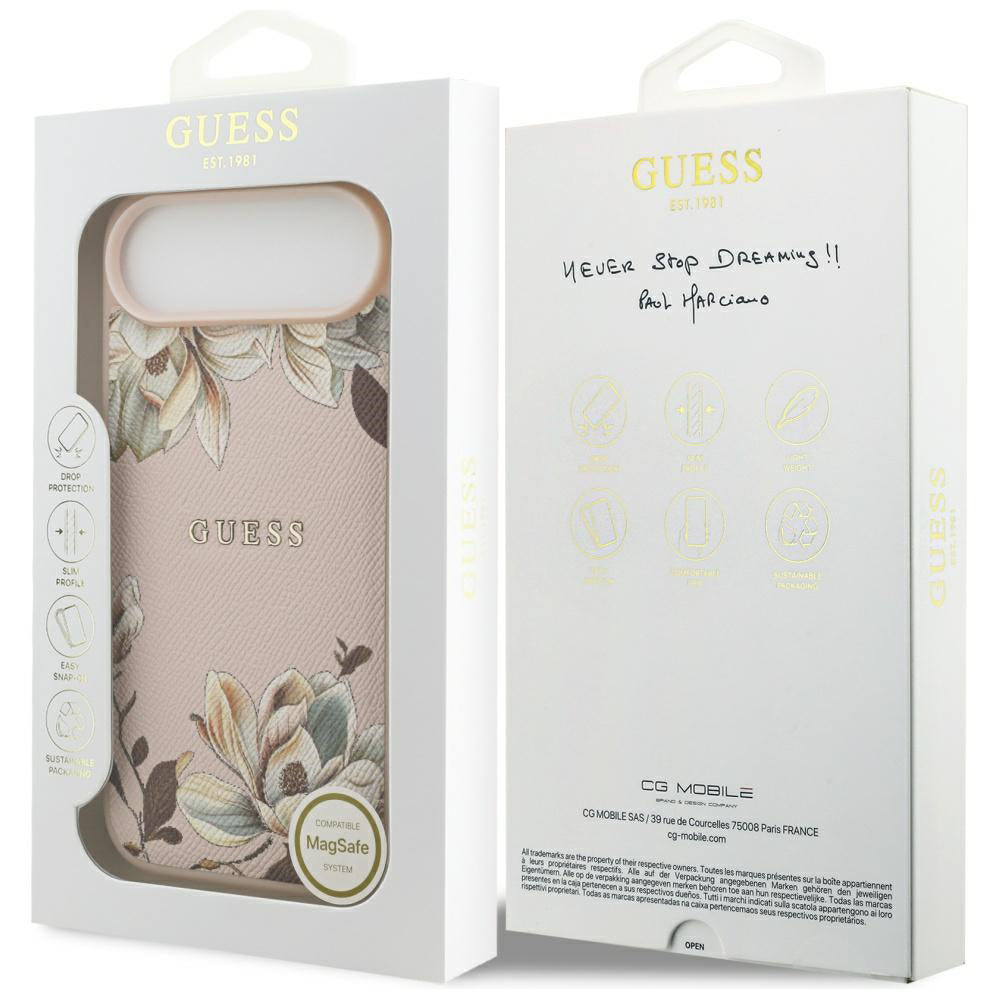 Capa MagSafe para Apple iPhone 17 Air, Guess, Grained Flowers, Rosa