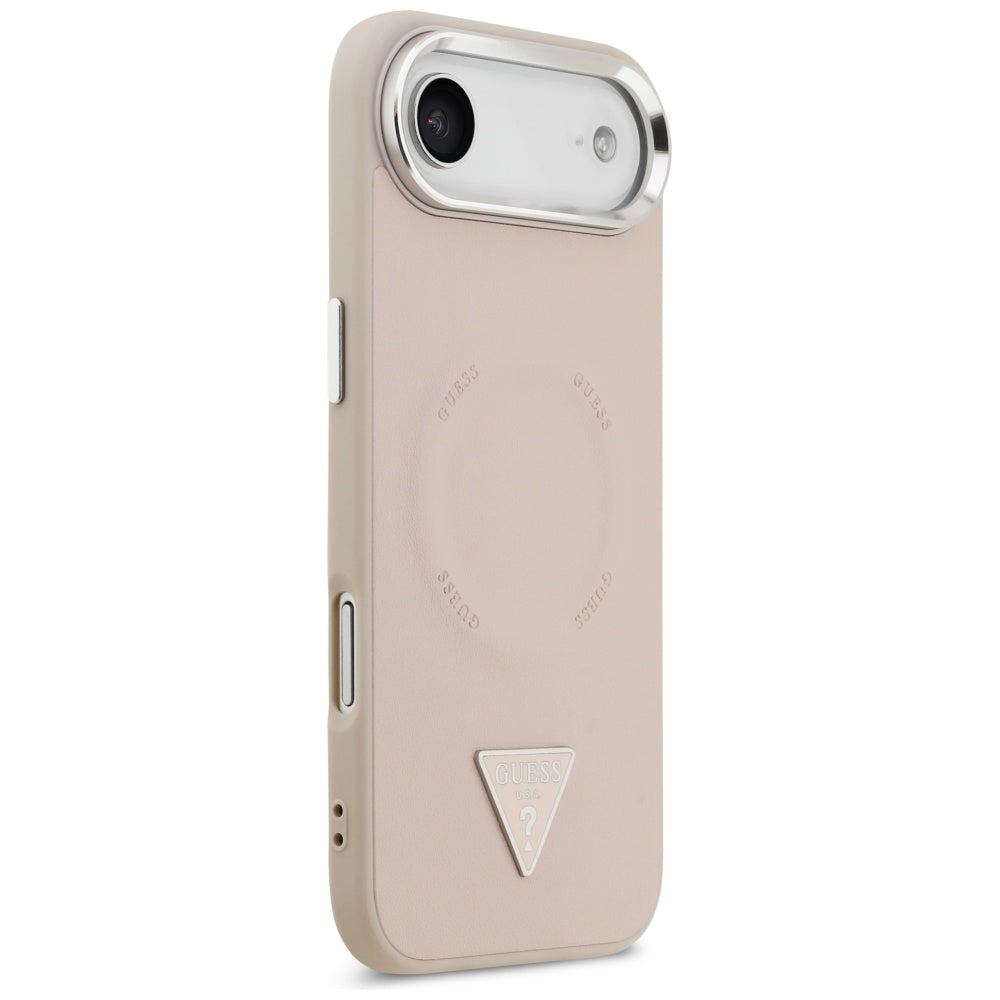 Capa MagSafe para Apple iPhone 17 Air, Guess, Logotipo Triangular, Rosa Prateado