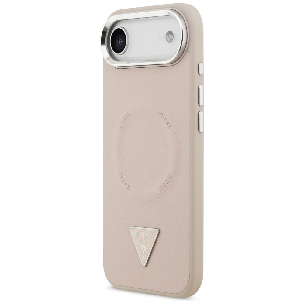 Capa MagSafe para Apple iPhone 17 Air, Guess, Logotipo Triangular, Rosa Prateado