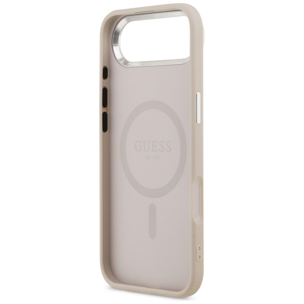 Capa MagSafe para Apple iPhone 17 Air, Guess, Logotipo Triangular, Rosa Prateado