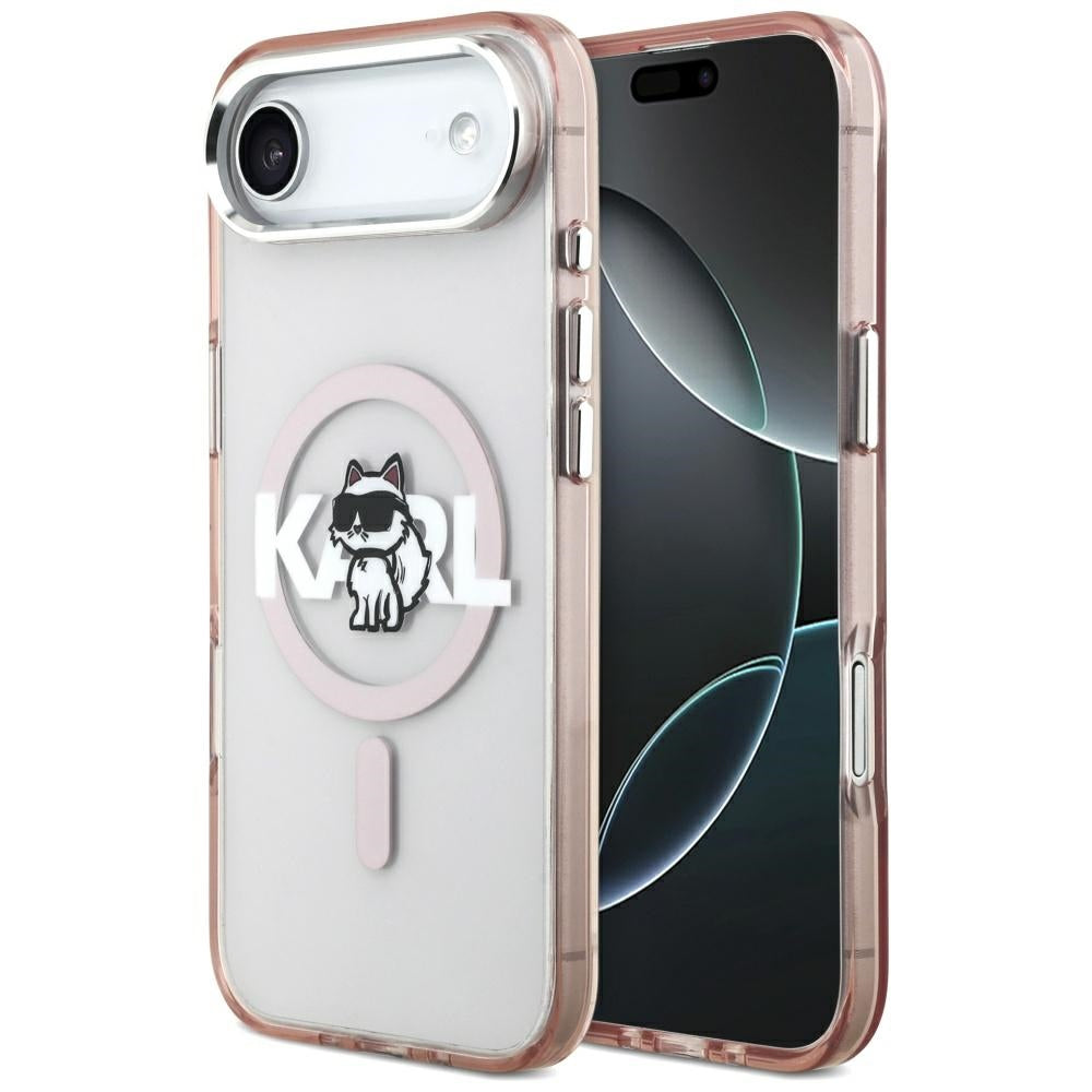 Capa MagSafe para Apple iPhone 17 Air, Karl Lagerfeld, IML Sketch Logo Choupette, Rosa