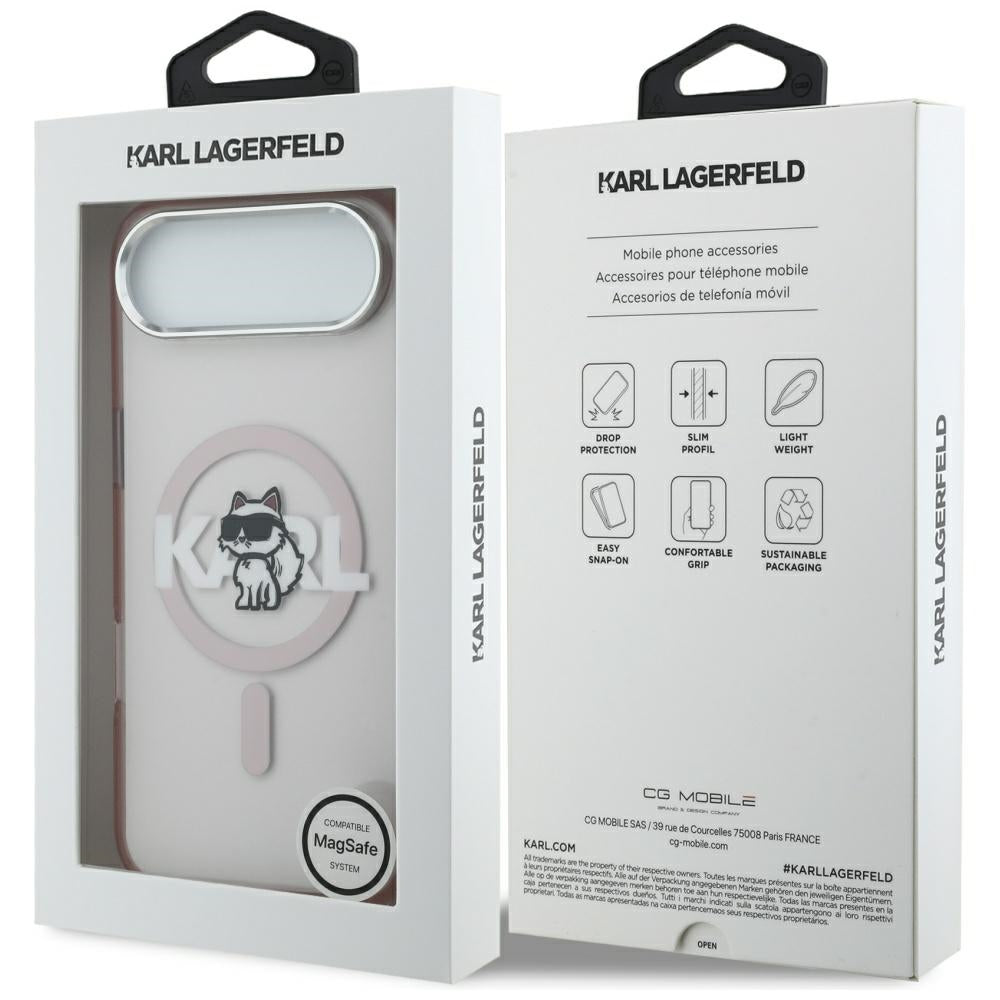 Capa MagSafe para Apple iPhone 17 Air, Karl Lagerfeld, IML Sketch Logo Choupette, Rosa