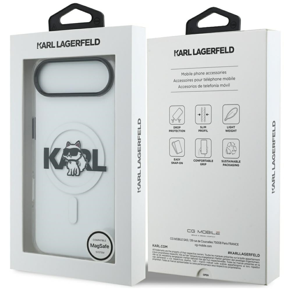 Capa MagSafe para Apple iPhone 17 Air, Karl Lagerfeld, IML Sketch Logo Choupette, Transparente