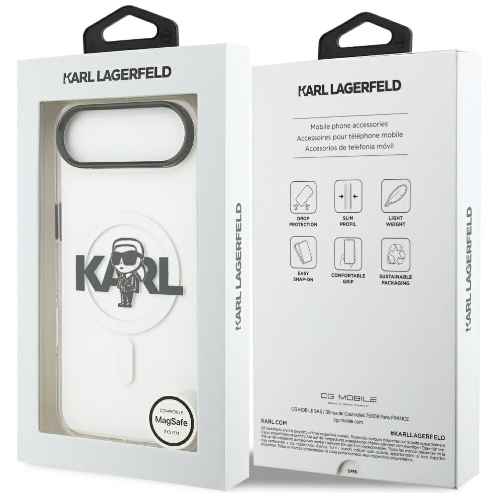 Capa MagSafe para Apple iPhone 17 Air, Karl Lagerfeld, IML Sketch Logo Karl, Transparente