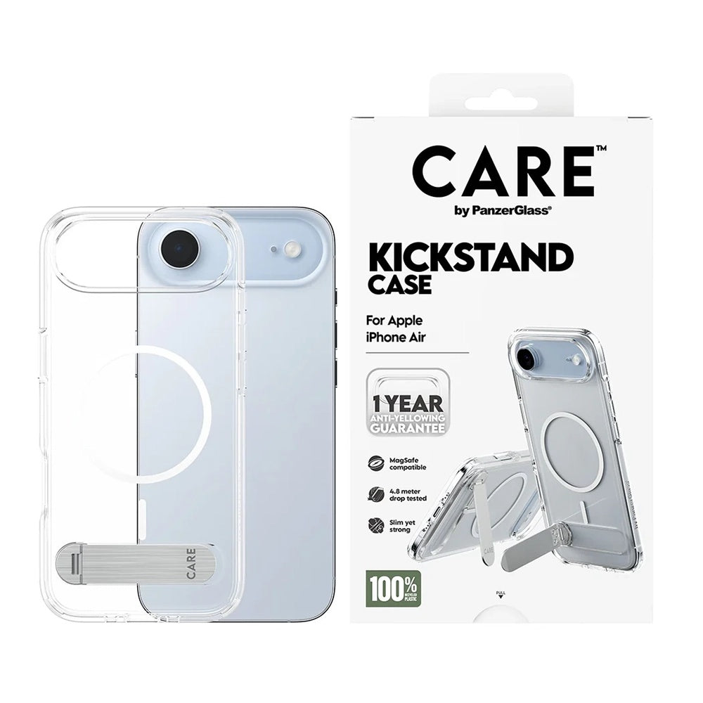 Capa MagSafe para Apple iPhone 17 Air, PanzerGlass, com Suporte Kickstand, Transparente