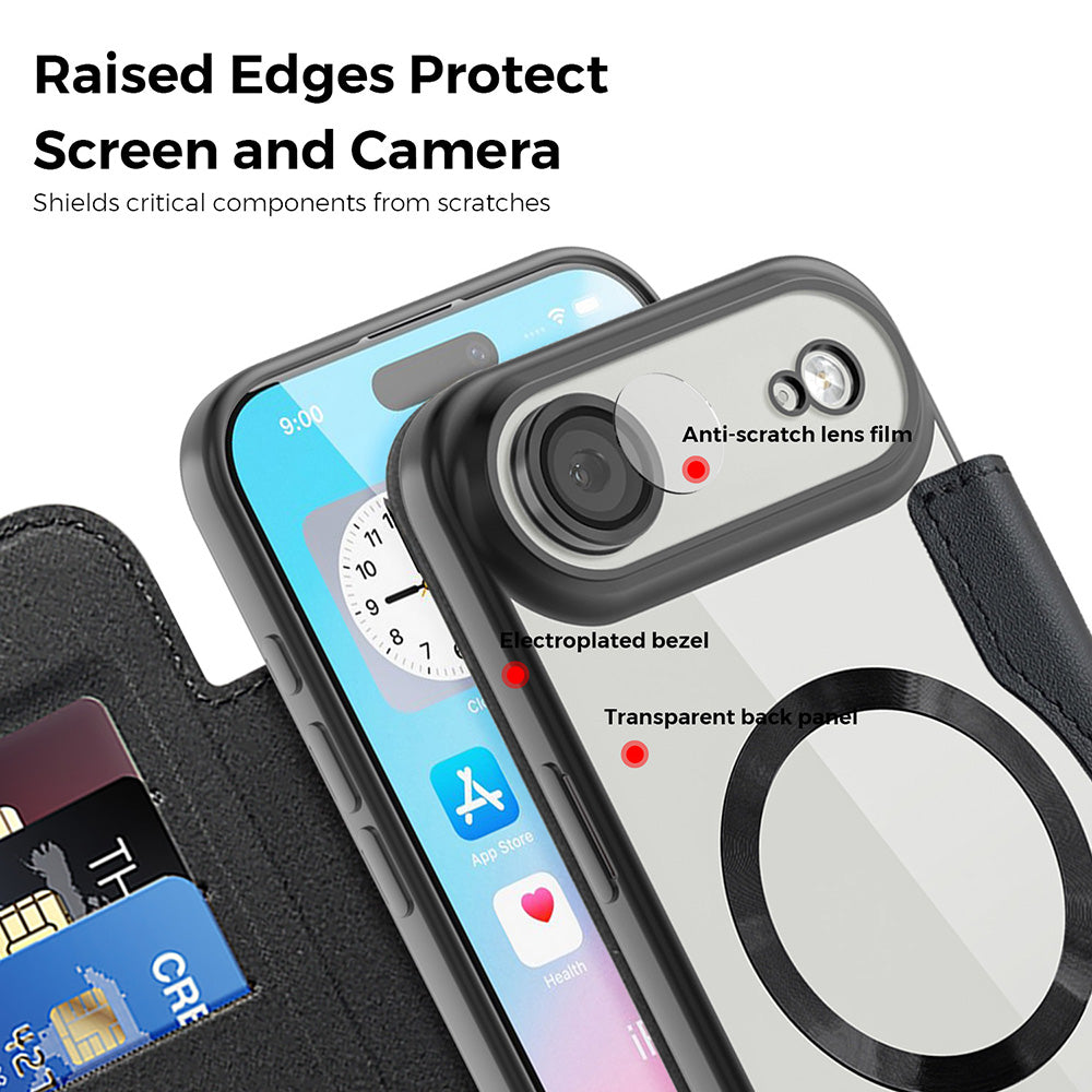 Capa MagSafe para Apple iPhone 17 Air, Techsuit, SmartMag Book, Castanho