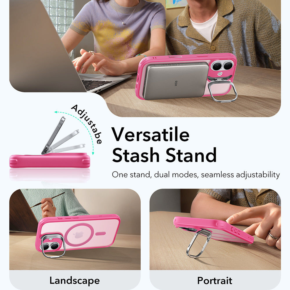Capa MagSafe para Apple iPhone 17, ESR, Classic Hybrid Kickstand, Rosa Acetinado