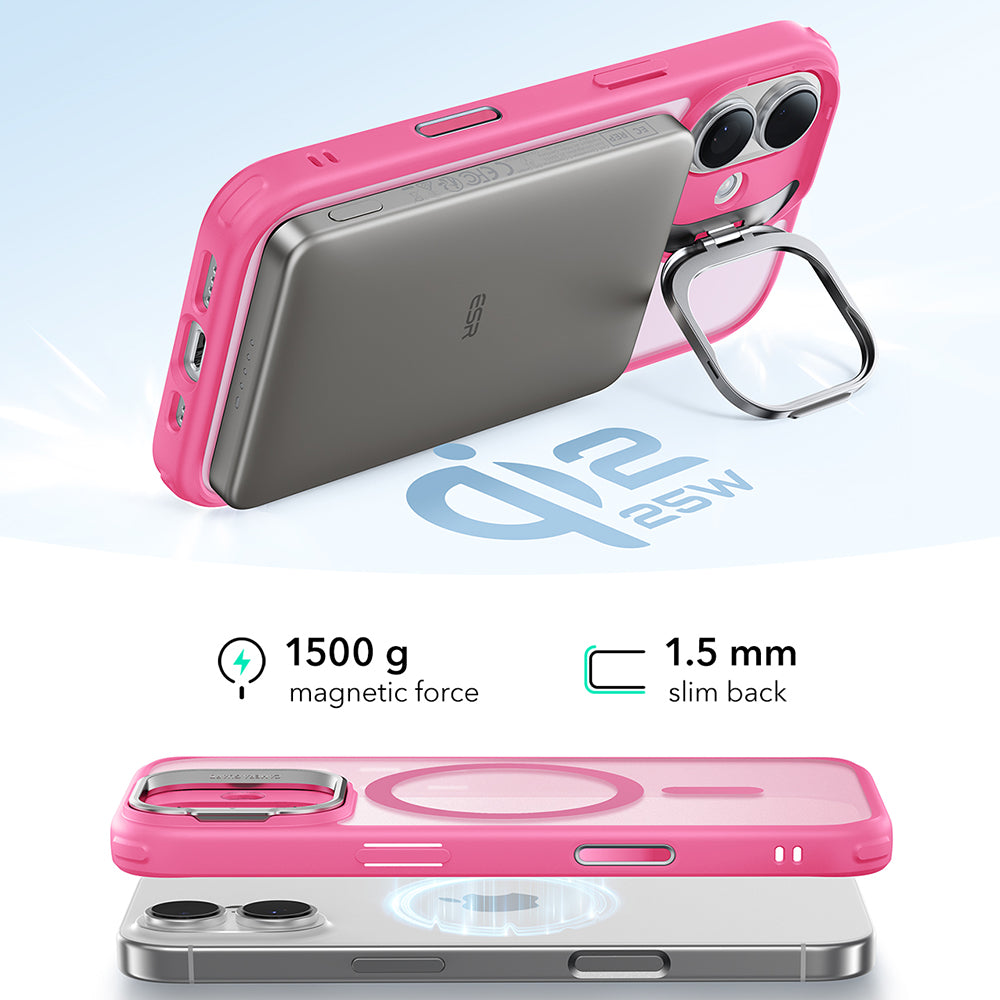 Capa MagSafe para Apple iPhone 17, ESR, Classic Hybrid Kickstand, Rosa Acetinado