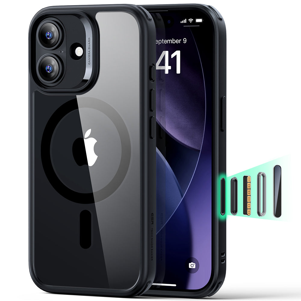 MagSafe Case for Apple iPhone 17, ESR, Classic Hybrid, Black Transparent
