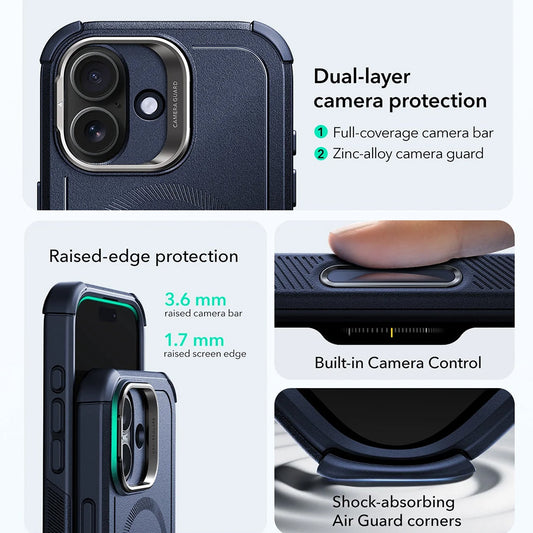 Capa MagSafe para Apple iPhone 17, ESR, Cyber Armor Kickstand, Azul