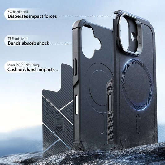 Capa MagSafe para Apple iPhone 17, ESR, Cyber Armor Kickstand, Preta