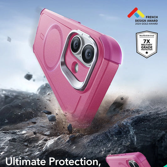 Capa MagSafe para Apple iPhone 17, ESR, Cyber Armor Kickstand, Rosa