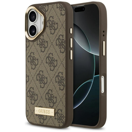 Capa MagSafe para Apple iPhone 17, Guess, 4G Logo Plate, Castanho