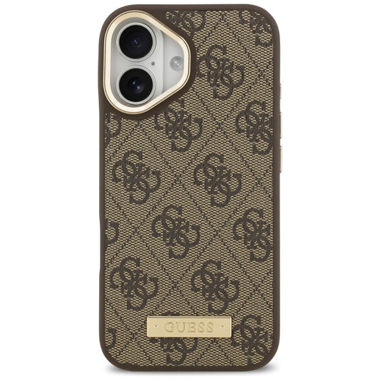 Capa MagSafe para Apple iPhone 17, Guess, 4G Logo Plate, Castanho