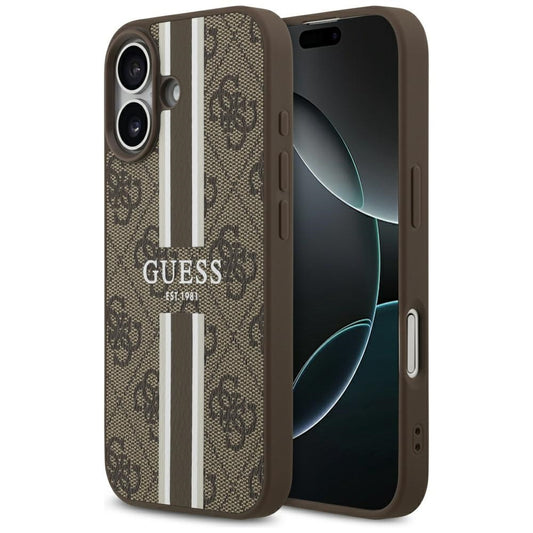 Capa MagSafe para Apple iPhone 17, Guess, 4G Printed Stripes, Marrom