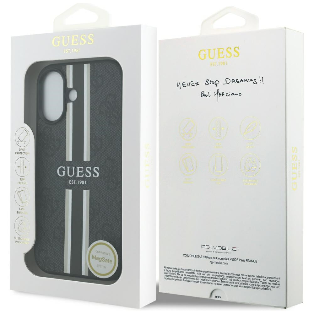 Capa MagSafe para Apple iPhone 17, Guess, 4G Printed Stripes, Preta