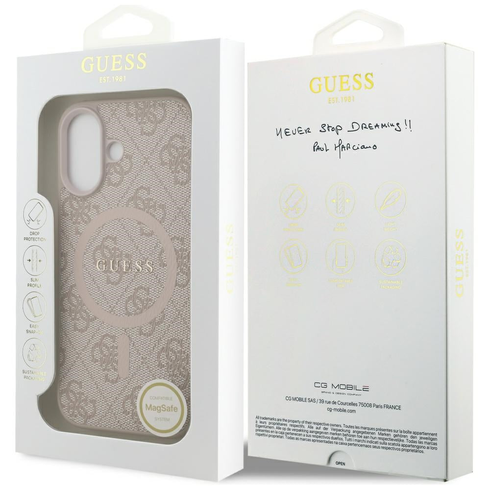 Capa MagSafe para Apple iPhone 17, Guess, 4G Ring Classic Logo, Rosa