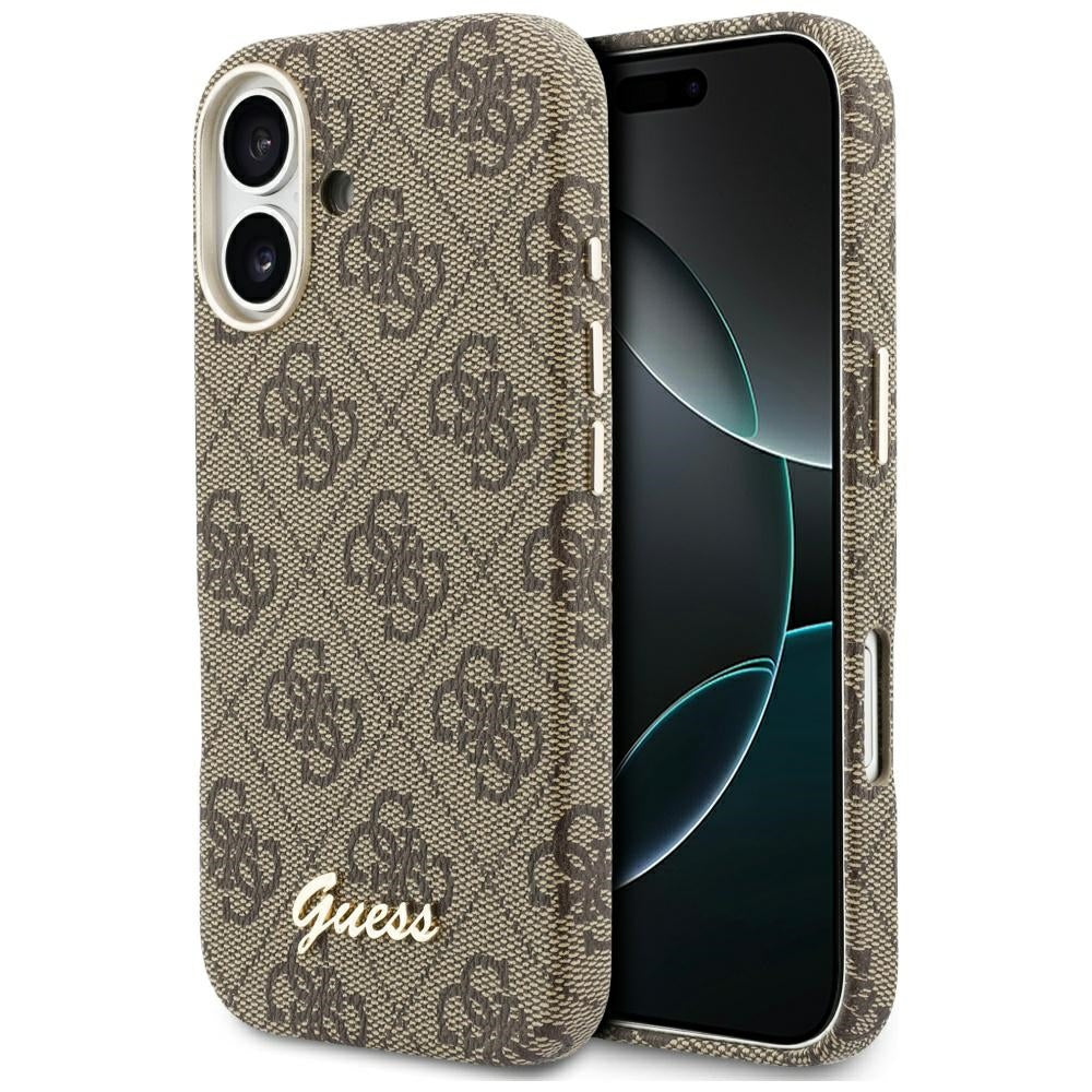 Capa MagSafe para Apple iPhone 17, Guess, 4G Script Logo, Castanho