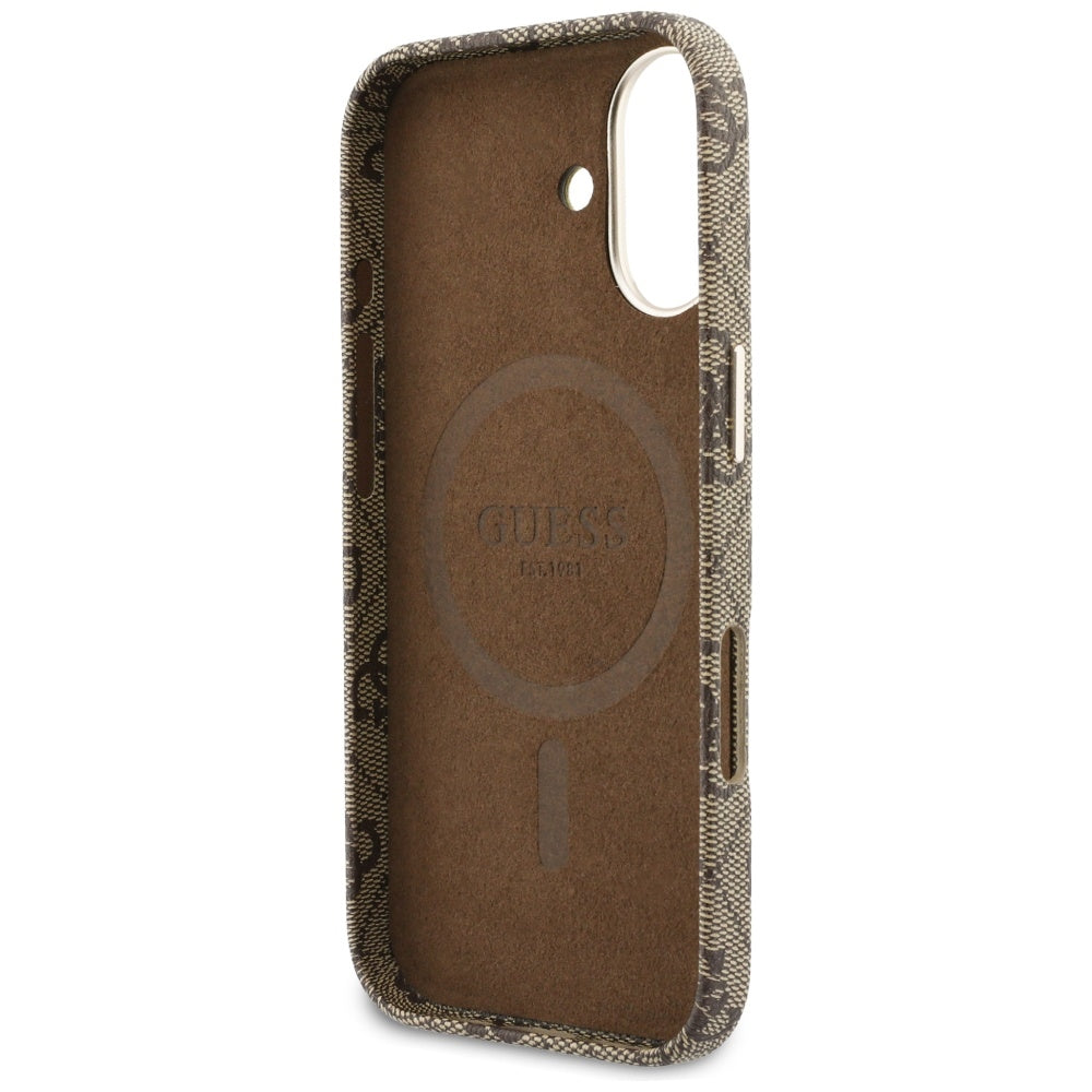 Capa MagSafe para Apple iPhone 17, Guess, 4G Script Logo, Castanho