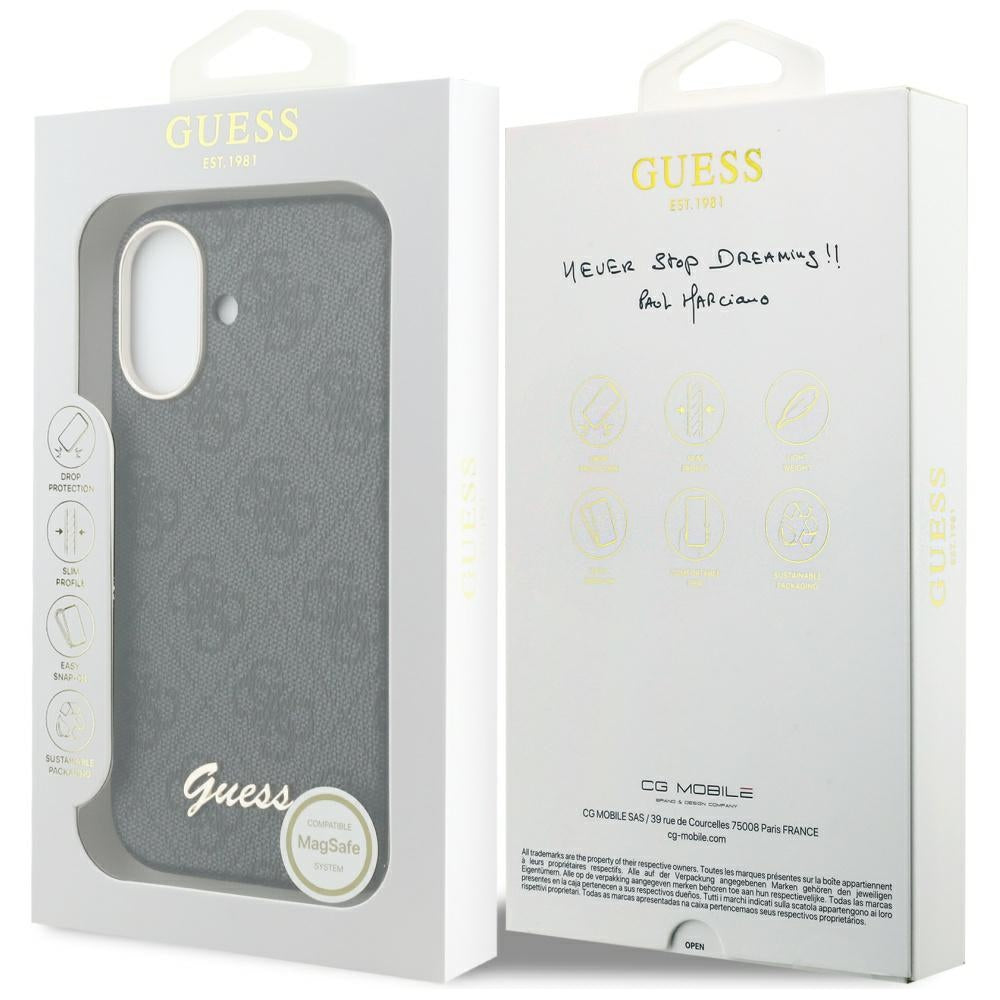 Capa MagSafe para Apple iPhone 17, Guess, 4G Script Logo, Preta