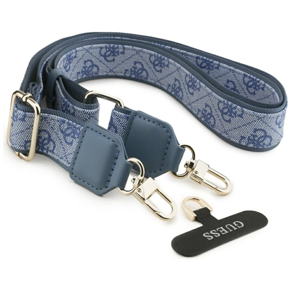 MagSafe Case for Apple iPhone 17, Guess, 4G Strass Logo with Big Strap, Blue
