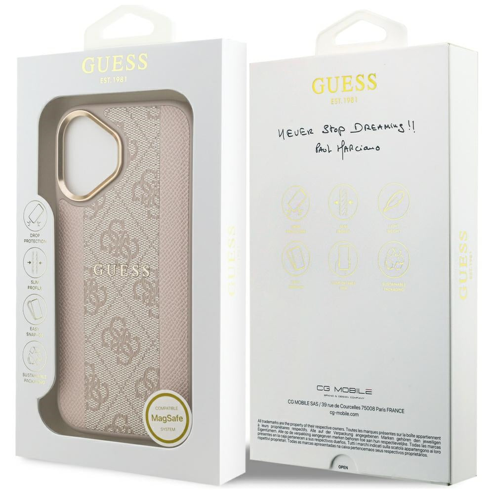 Capa MagSafe para Apple iPhone 17, Guess, 4G Stripe, Rosa