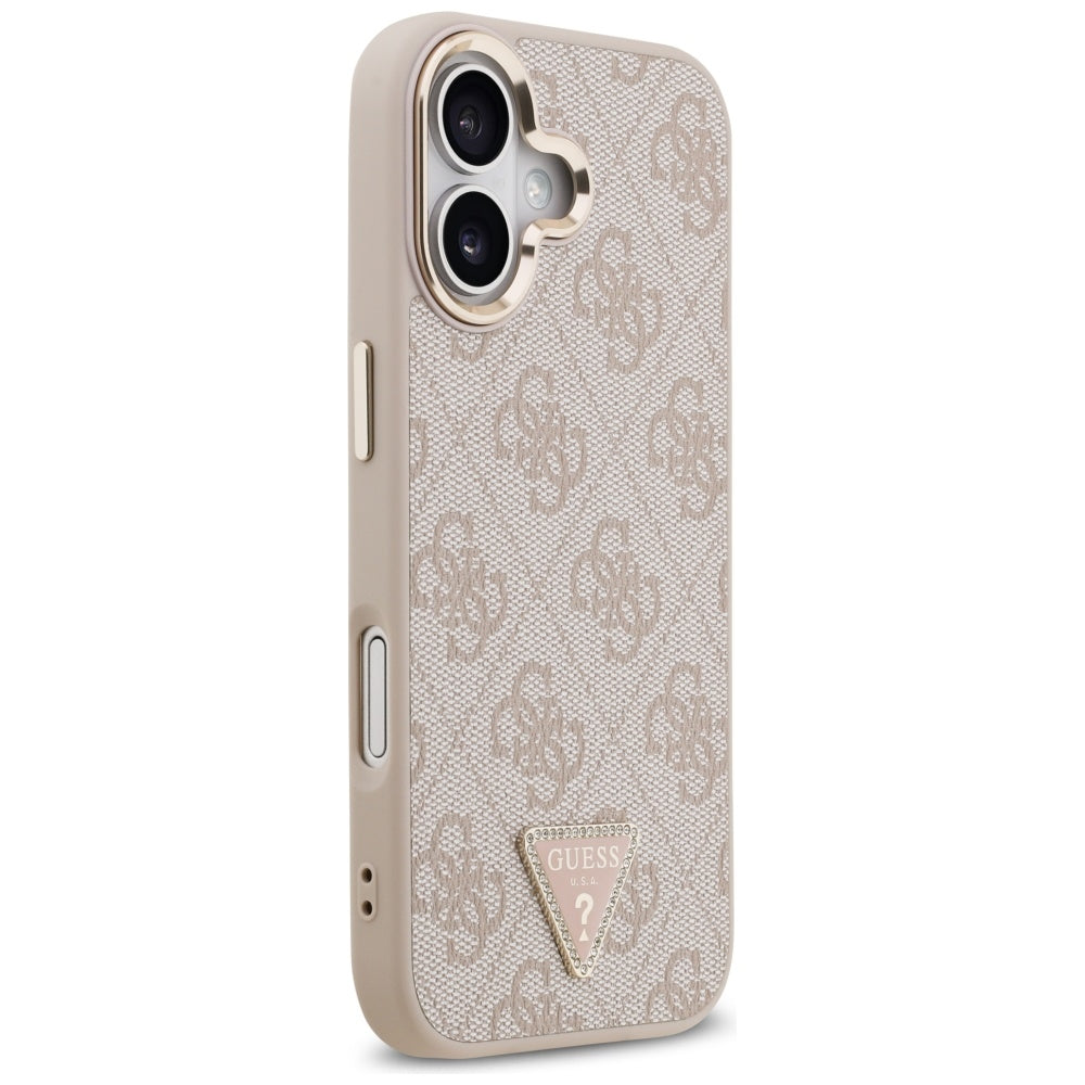 Capa MagSafe para Apple iPhone 17, Guess, Logo Triângulo 4G, Rosa Dourado