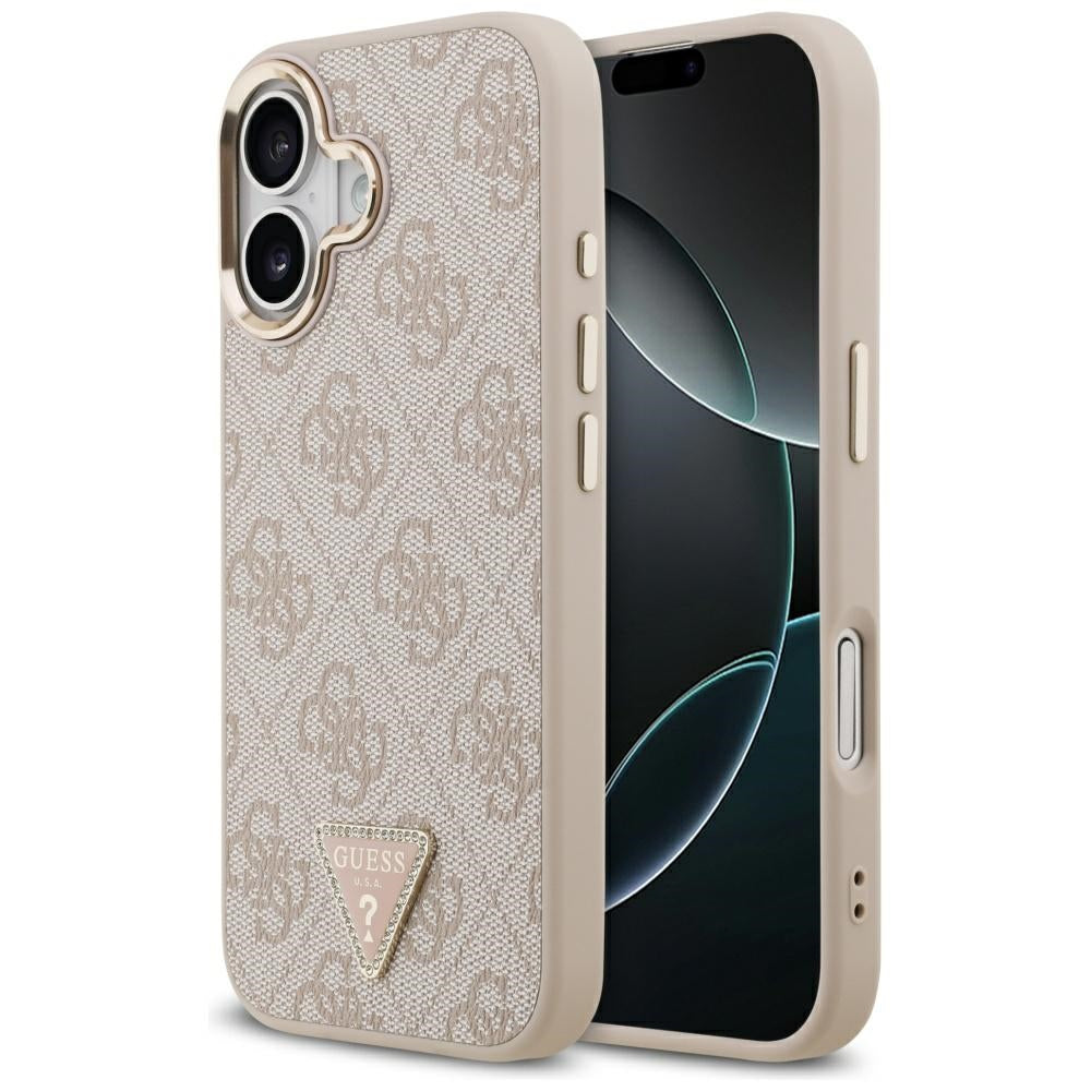 Capa MagSafe para Apple iPhone 17, Guess, Logo Triângulo 4G, Rosa Dourado