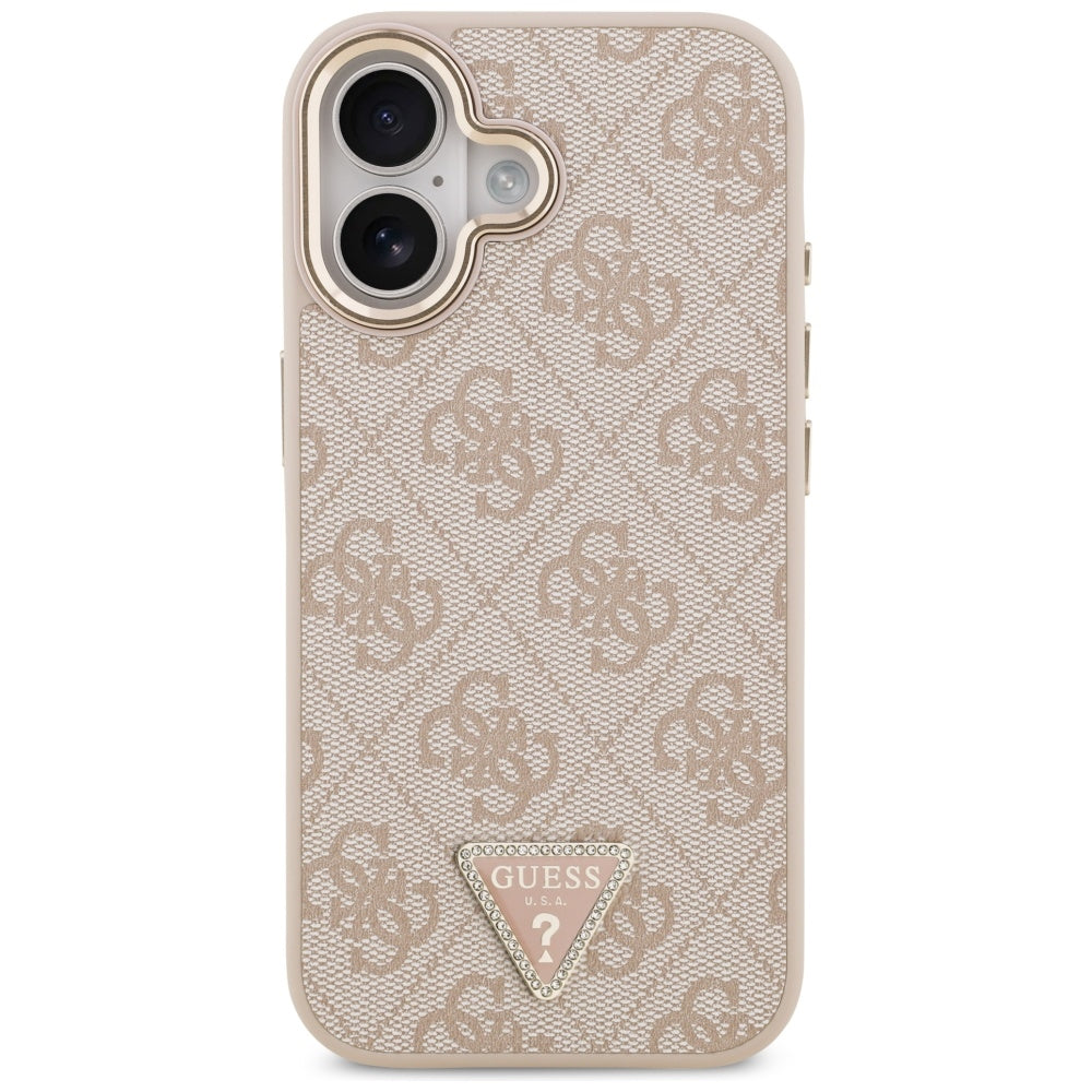 Capa MagSafe para Apple iPhone 17, Guess, Logo Triângulo 4G, Rosa Dourado