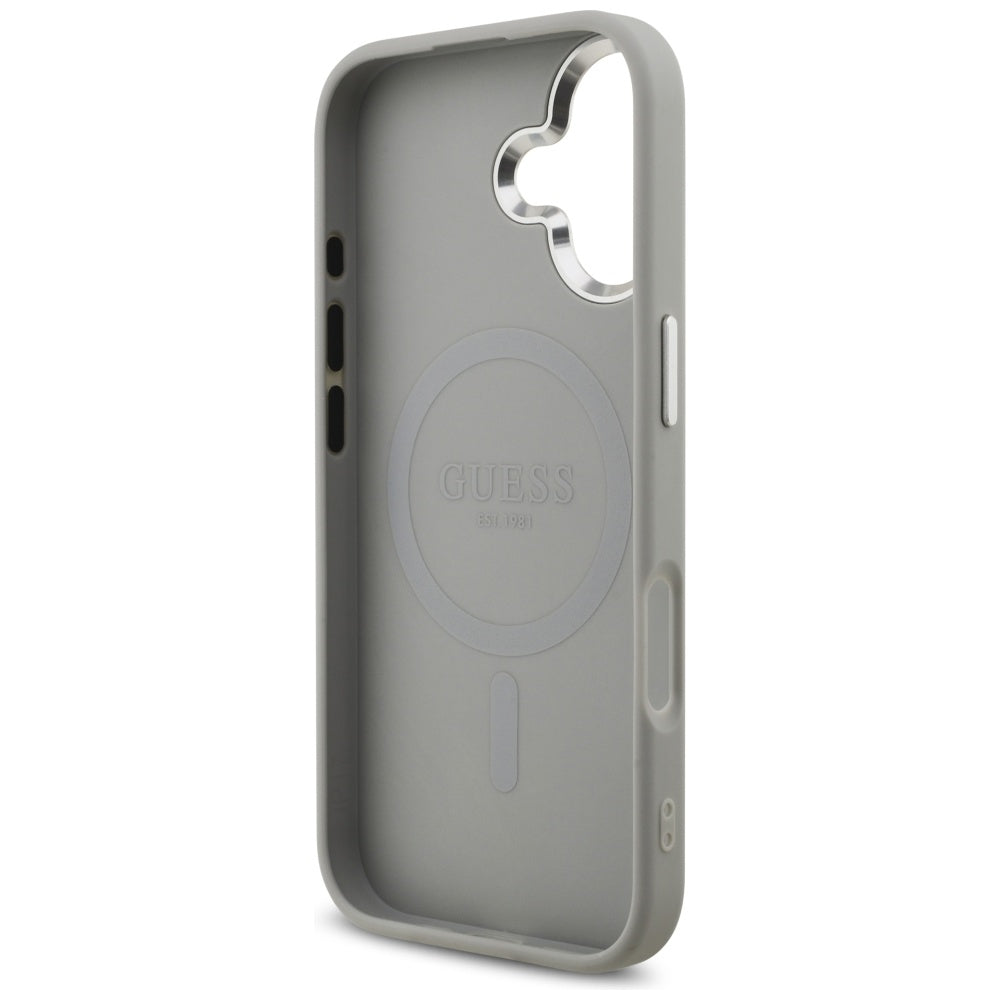 Capa MagSafe para Apple iPhone 17, Guess, Glitter Triangle Logo, Prateada