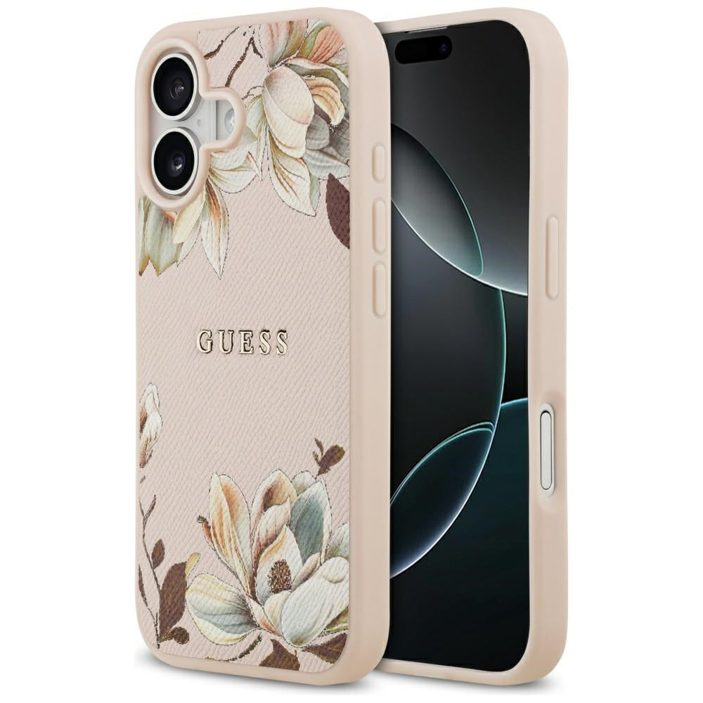 Capa MagSafe para Apple iPhone 17, Guess, Grained Flowers, Rosa