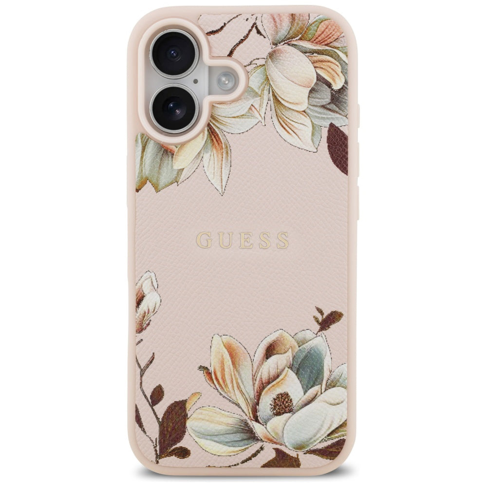 Capa MagSafe para Apple iPhone 17, Guess, Grained Flowers, Rosa