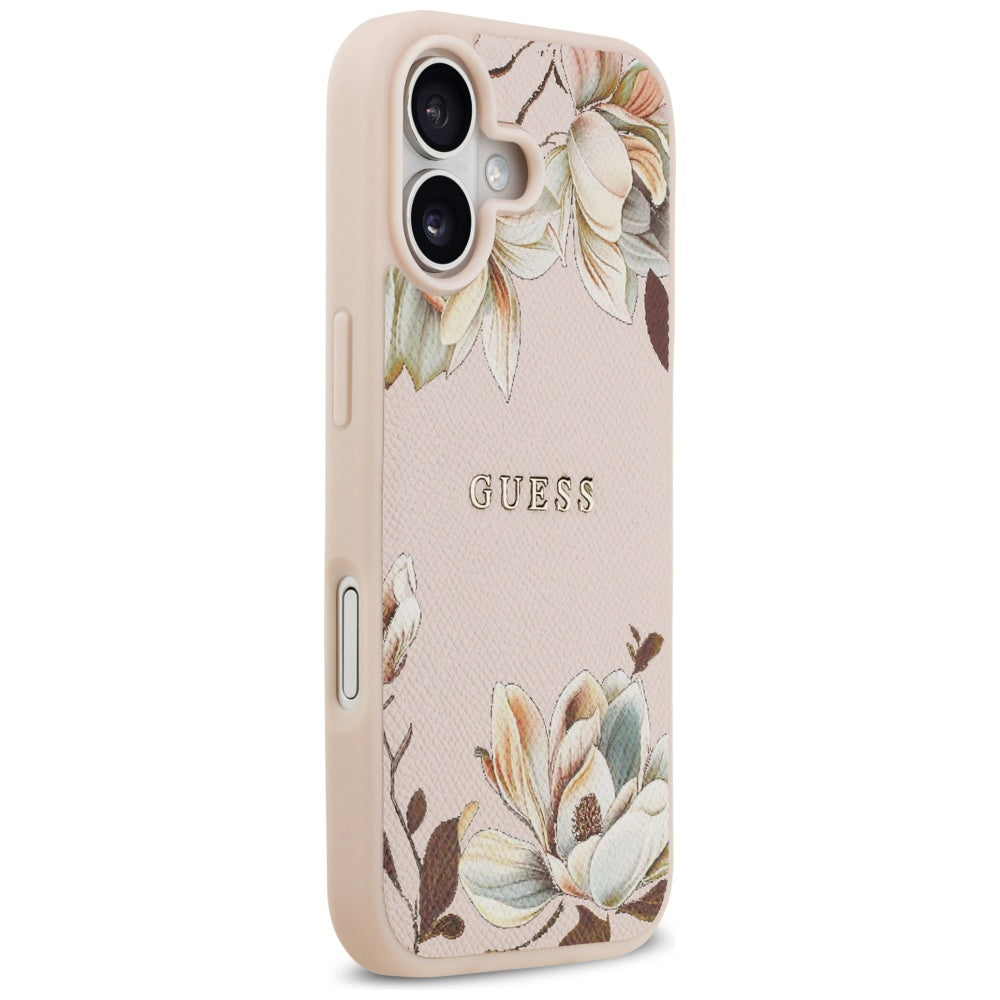 Capa MagSafe para Apple iPhone 17, Guess, Grained Flowers, Rosa