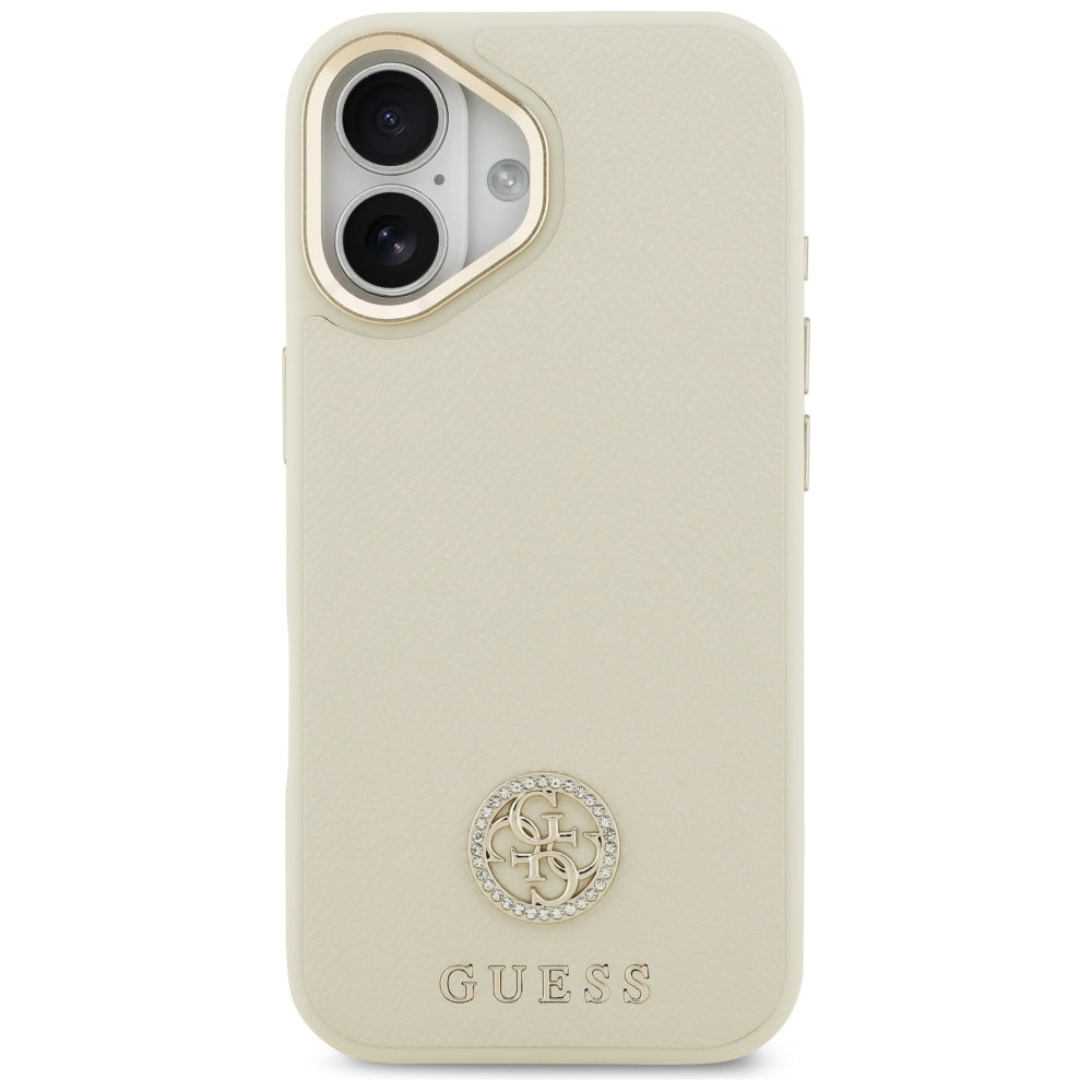 Capa MagSafe para Apple iPhone 17, Guess, Grained Strass Logo, Bege