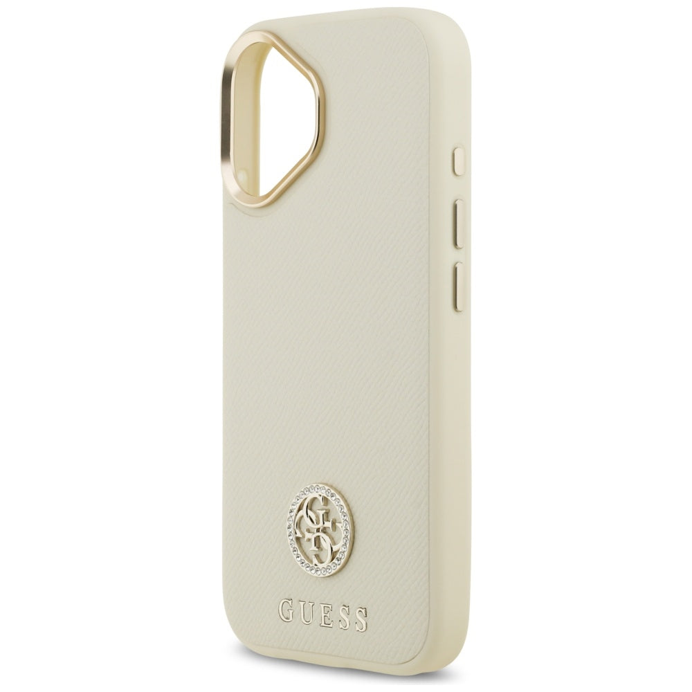 Capa MagSafe para Apple iPhone 17, Guess, Grained Strass Logo, Bege