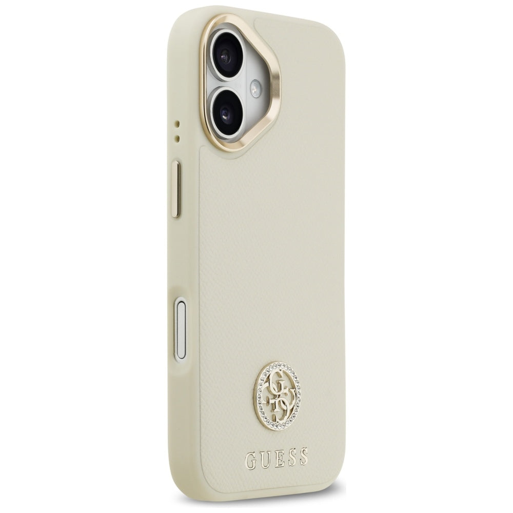 Capa MagSafe para Apple iPhone 17, Guess, Grained Strass Logo, Bege