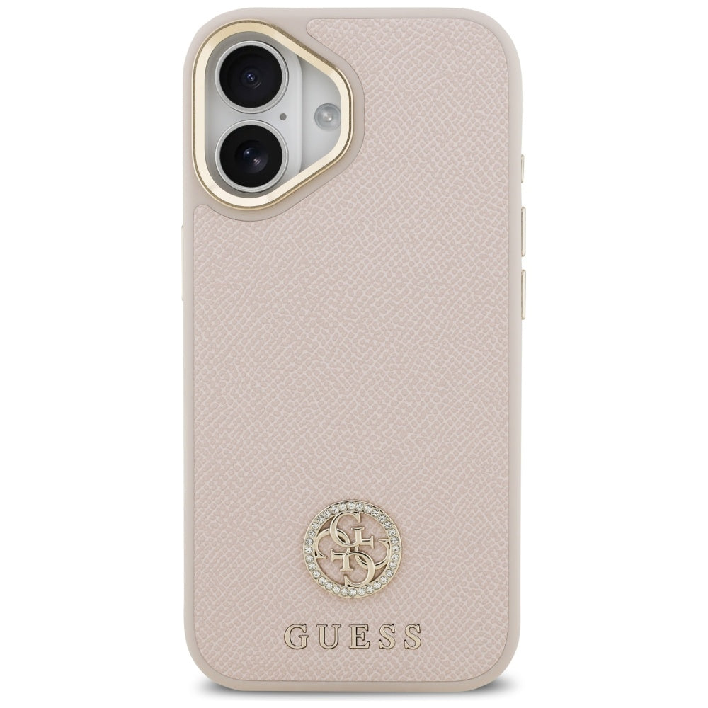 Capa MagSafe para Apple iPhone 17, Guess, Grained Strass Logo, Rosa