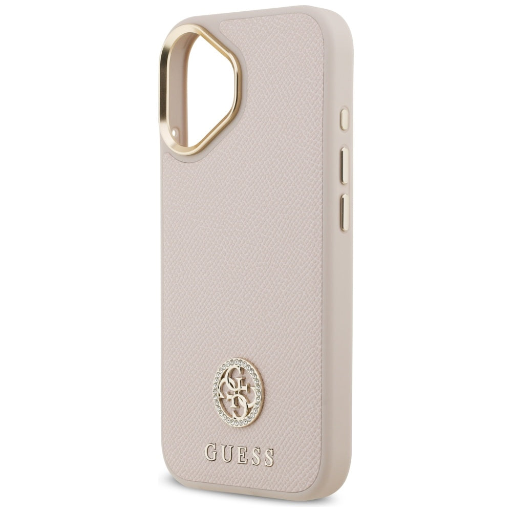 Capa MagSafe para Apple iPhone 17, Guess, Grained Strass Logo, Rosa